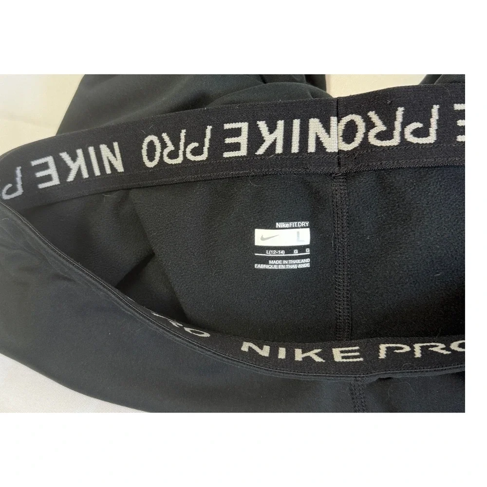 Nike Pro Womens Leggings Size L Black Fit Dry One Therma Fit 7/8 Activewear Run